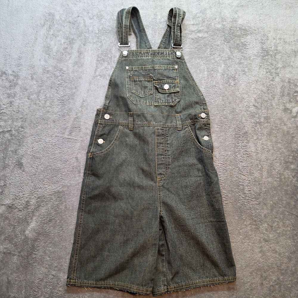 JAS Jeans Denim Bib Overall Shorts Womens 14 Blue Adjustable Strap Pockets